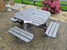 Eight Seater Wooden Bench, Approx. 1.8m (L) x 1.8m (W) x 0.75m (H) (Bolted to Ground)