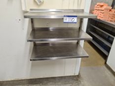 Stainless Steel Three Tier Wall Shelving, Approx 0.7m (L) x 0.4m (W) x 0.55m (H)