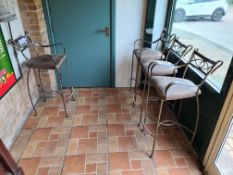 Four Rustic Metal Framed Bar Chairs