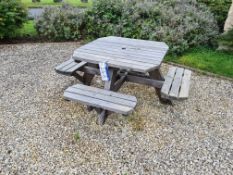 Eight Seater Wooden Bench, Approx. 1.8m (L) x 1.8m (W) x 0.75m (H) (Bolted to Ground)