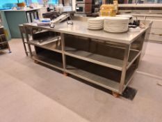 Stainless Steel Three Tier Mobile Prep Bench, Approx. 1.15m (L) x 1m (W) x 0.9m (H)