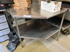 Stainless Steel Two Tier Corner Prep Table, Approx. 1.4m (L) x 1m (W) x 0.9m (H)