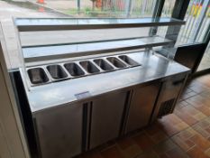 Coreco MFK70-180 Stainless Steel Three Door Refrigerated Mobile Servery, Approx. 1.8m (L) x 0.7m (W)