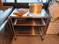 Stainless Steel Three Tier Mobile Trolley, Approx. 0.95m (L) x 0.6m (W) x 0.9m (H)