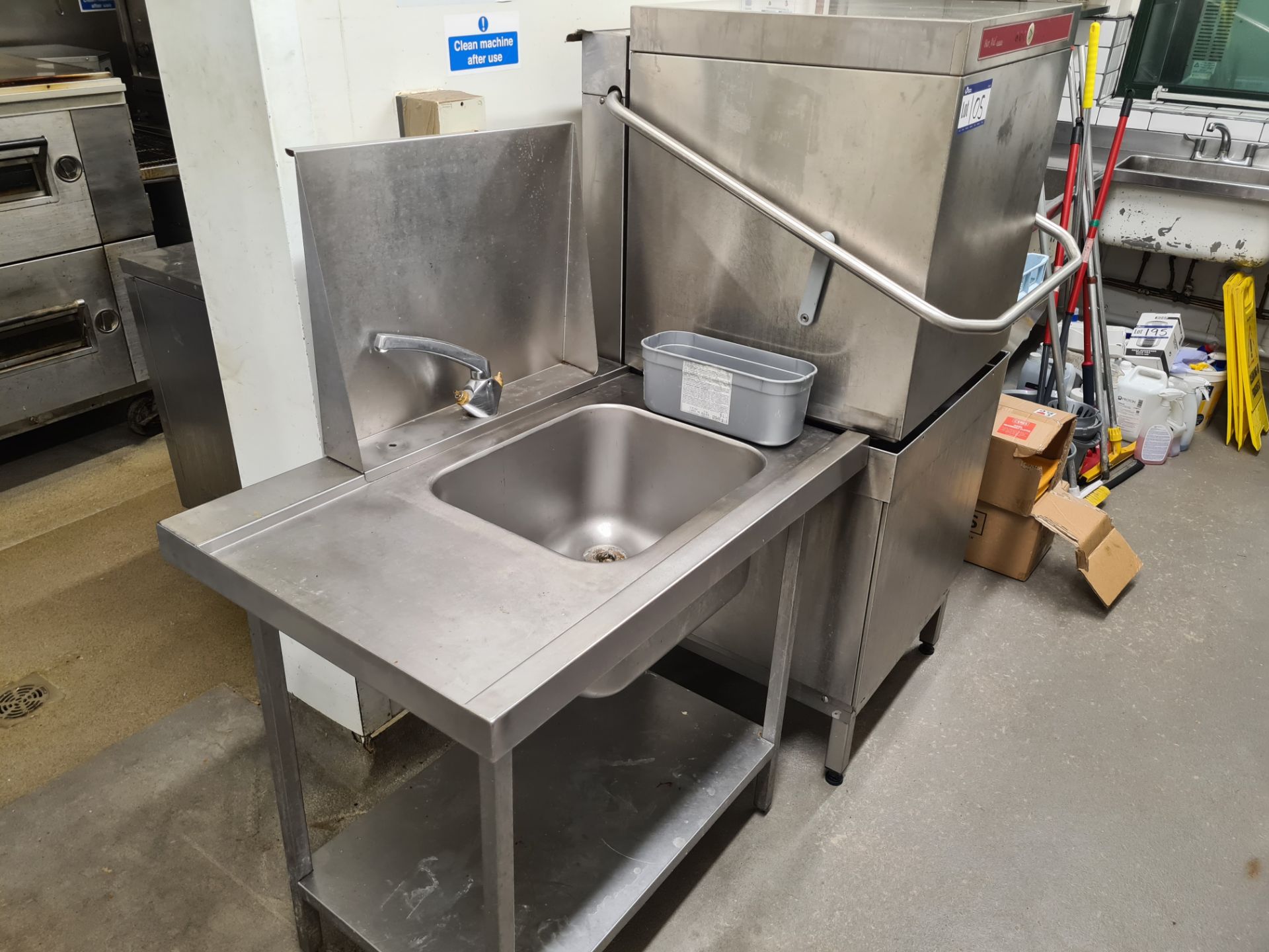 HOBART Bar Aid Stainless Steel Dish Washer c/w Stainless Steel Side Shelf and Stainless Steel Single - Image 2 of 4