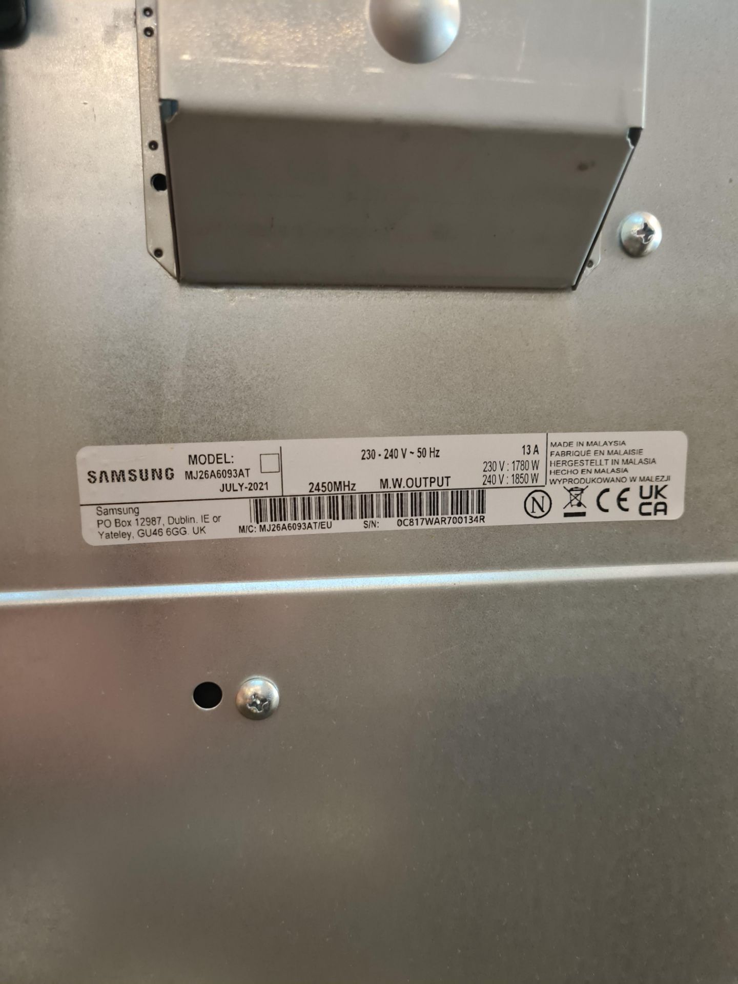 Samsung MJ26A6093AT Stainless Steel Microwave (240v) - Image 2 of 2