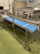 Stainless Steel Framed Belt Conveyor, approx. 430mm wide on belt x 2m centres longPlease read the
