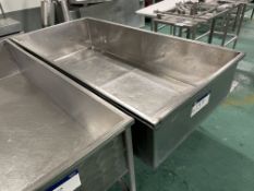 Open Topped Stainless Steel Vessel, approx. 1.86m x 920mm x 380mm deep, with stainless steel