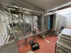 Bruel STAINLESS STEEL CHEESE MOULD WASHING TUNNEL, approx. 8.5m x 2m x 2.6m high overall, with