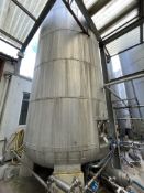 STAINLESS STEEL VERTICAL MILL SILO, (understood to have a capacity of 40,000 litres), approx. 3m