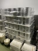 Approx. 75 ALUMINIUM CHEESE MOULDS, with Tug-Lift trolley, approx. 215mm dia. x 260mm deep, with