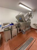 Weber CCW STAINLESS STEEL CHEESE SLICER, serial no. 3527, 400V, machine overall size approx. 2.7m