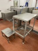 Stainless Steel Bench, approx. 800mm x 500mm, with stainless steel stand, approx. 450mm x