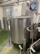 STAINLESS STEEL JACKETED CREAM TANK, approx. 800mm dia. x 970mm deep, with agitator (disconnect