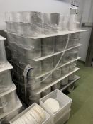 Approx. 75 ALUMINIUM CHEESE MOULDS, with Tug-Lift trolley, approx. 215mm dia. x 260mm deep, with