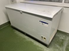 Chest Freezer, approx. 1.7m long, with stainless steel stand and wall mounted chart recorder (