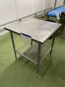 Stainless Steel Bench, approx. 820mm x 820mm, fitted under shelfPlease read the following