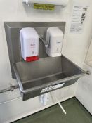 Stainless Steel Knee Operated Hand Wash Sink, with two dispensers (pipe to be capped by purchaser)