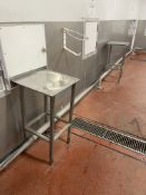 Five Stainless Steel Tables, each approx. 450mm x 450mm Please read the following important