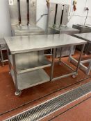 Mobile Stainless Steel Bench, approx. 1.3m x 700mm Please read the following important notes:- ***