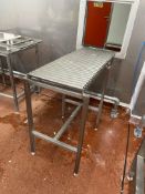 Stainless Steel Gravity Roller Conveyor, approx. 1.1m long x 400mm wide on rollersPlease read the
