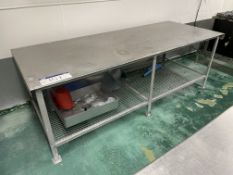 Stainless Steel Bench, 2.3m x 920mm, with fitted under shelf Please read the following important