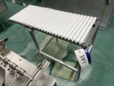 Plastic Roller Conveyor, 400mm wide x 1m on rollers, with stainless steel standPlease read the
