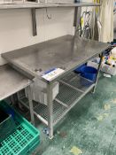 Stainless Steel Bench, approx. 1.28m x 770mm, fitted under shelfPlease read the following