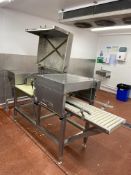 STAINLESS STEEL BLOCK CHEESE CUTTER, cutting area approx. 400mm x 300mm x 380mm wide on