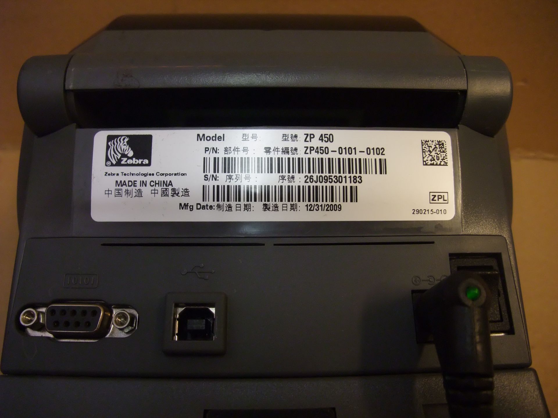 Zebra ZP 450 UPS Label Printer - USB, serial & parallel portsPlease read the following important - Image 3 of 4