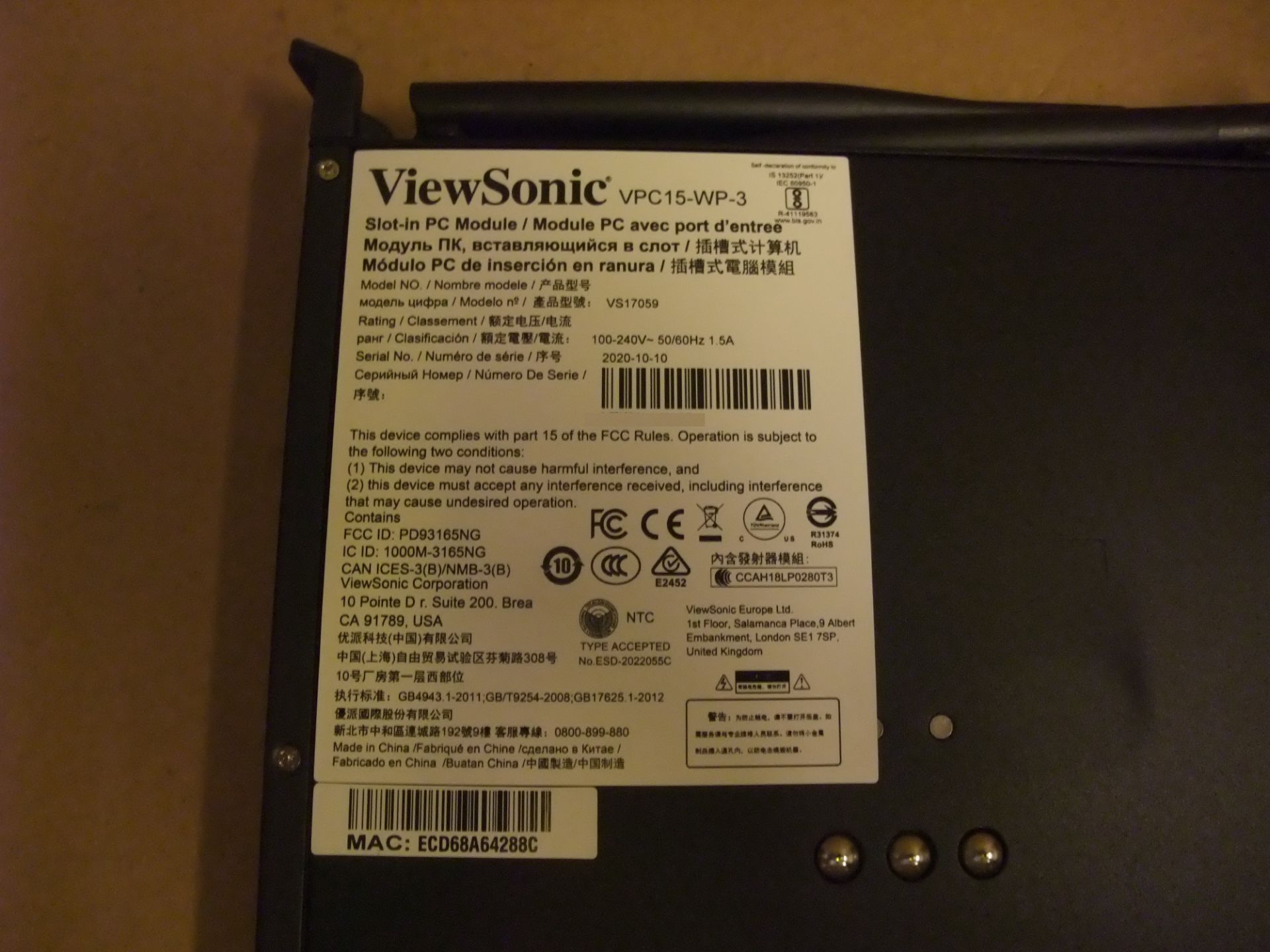 ViewSonic IFP5550-3 55" Display, with PC module and motorised standPlease read the following - Image 13 of 13