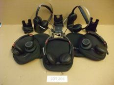 Five Plantronics Voyager Focus UCB825 Bluetooth Headsets with Dongle & StandPlease read the