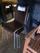 Four Brown Metal Framed Leatheretee Dining Chairs