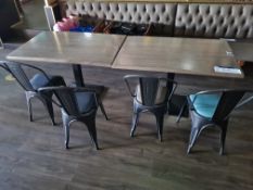 Two Wooden Top Metal Framed Rectangular Dining Tables, Approx 1.2m (L) x 0.8m (W) x 0.7 (H) and Four