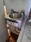 Stainless Steel Wall Mounted Hand Sink (Water and Waste Pipes Need Disconnecting and Capping)