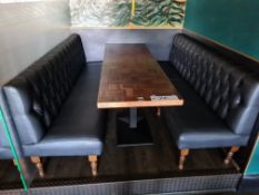 Patterned Wood Top Metal Framed Rectangular Table, Approx. 2m (L) x 0.65m (W) x 0.8m (H) and Two