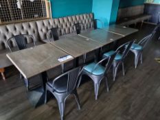 Four Wooden Top Metal Framed Square Dining Tables, Approx 0.7m (L) x 0.7m (W) x 0.7 (H) and Eight