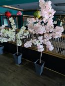 Two Potted Artificial Cherry Blossom Trees