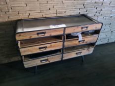 Six Wooden Drawer Metal Framed Side Cabinet. Approx. 1.2m (L) x 0.4m (W) x 0.8m (H)