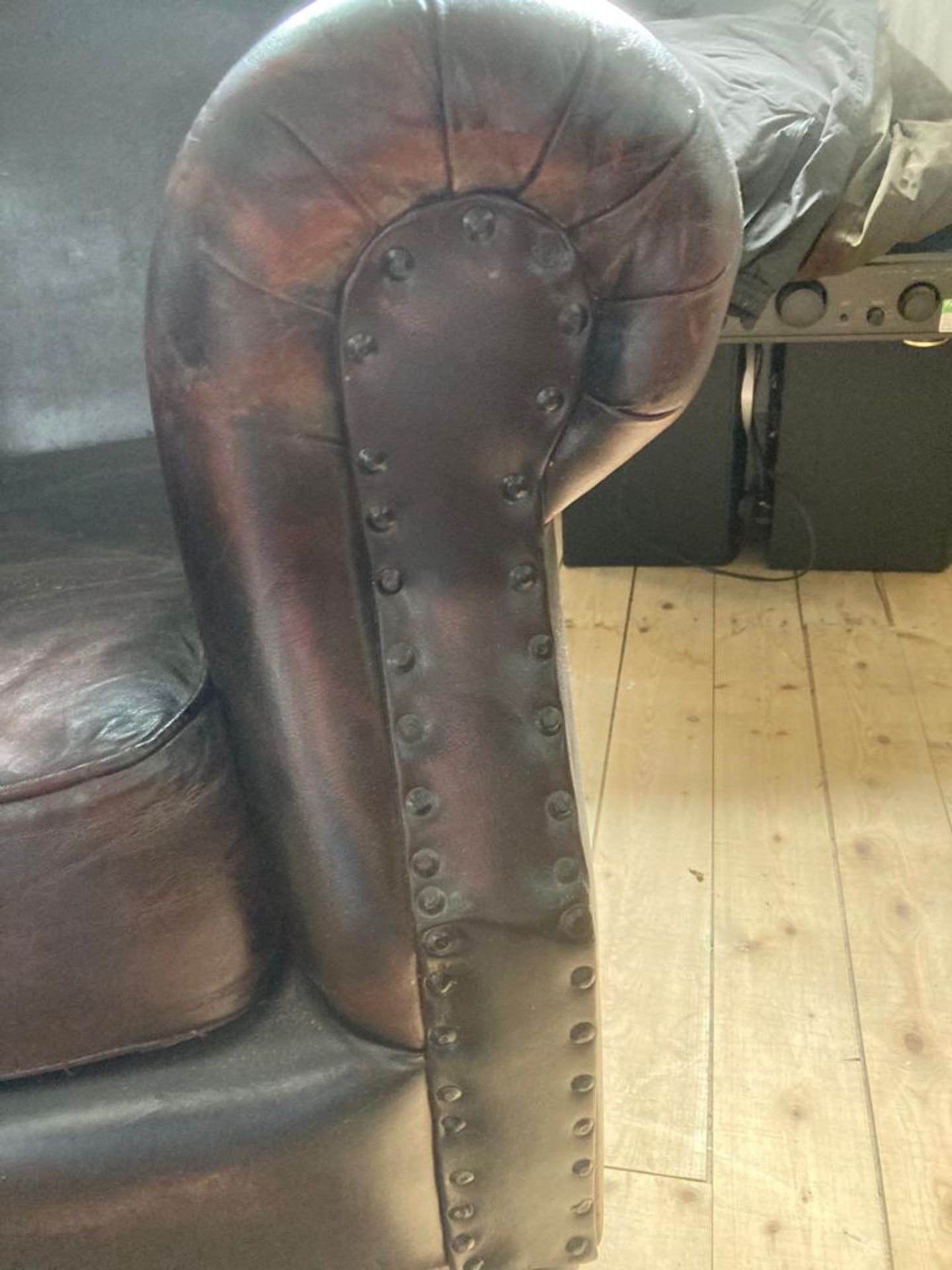 Faux Leather Upholstered Button Studded Armchair (vendors comments - good condition), lot location - - Image 3 of 3