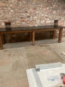 Slate Top Table, with oak stand, approx. 11ft 6in. x 39in. x 3ft high (vendors comments -