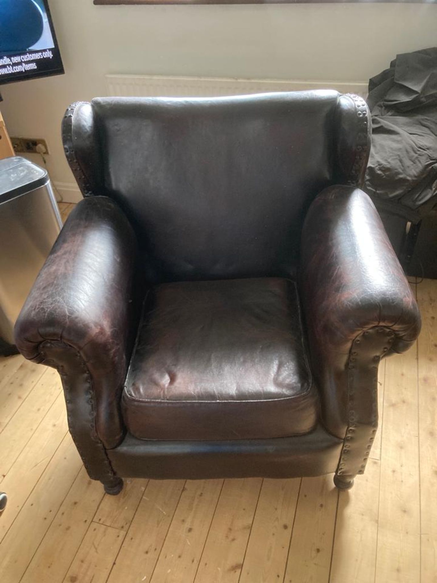 Faux Leather Upholstered Button Studded Armchair (vendors comments - good condition), lot location -