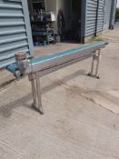 Flat Belt Conveyor, approx. 3m long, on stainless