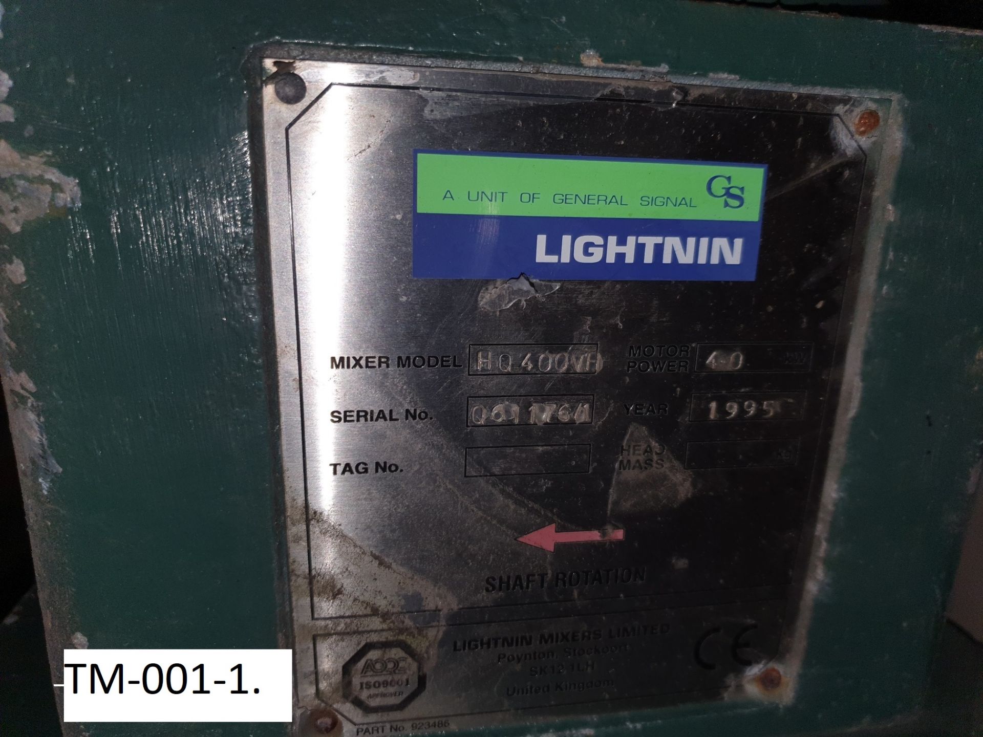 Lightnin HQ400VH Variable Speed Motor & Gearbox (n - Image 2 of 3