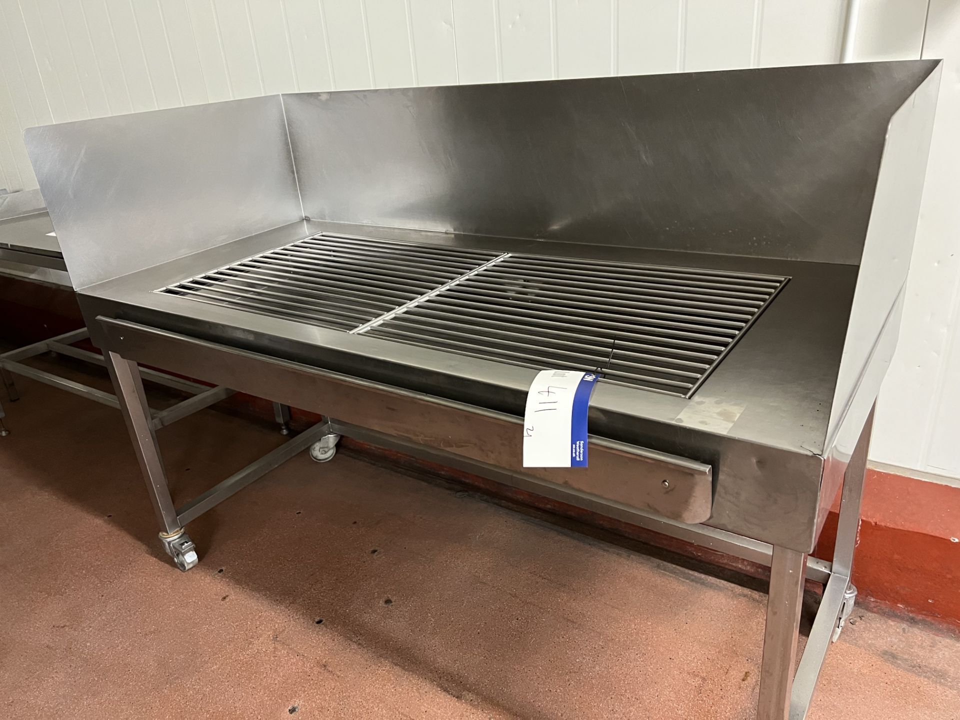 High Sided Mobile Draining Table, approx. 1.8m x 0