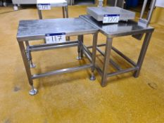 Two Stainless Steel Benches, one x 870mm wide and one 950mm widePlease read the following