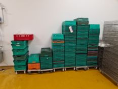 Stainless Steel & Alloy Trolleys, with plastic stacking boxes, as set outPlease read the following