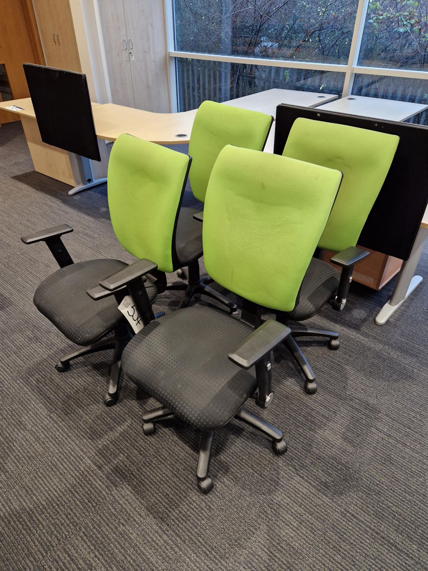 Four Lime Green Fabric Backed Swivel ArmchairsPlease read the following important notes:- ***