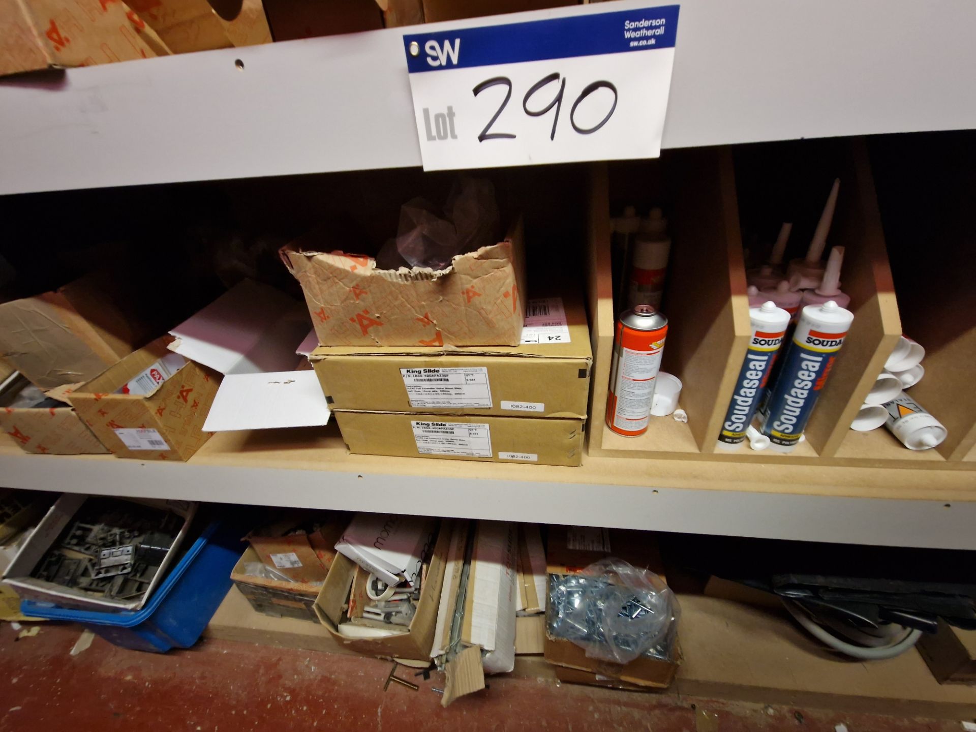 Contents to One Bay of Racking, including Fixtures, Fittings, Bolts, Drawer Runners, Bar Legs, - Image 12 of 32