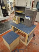 Wooden Workstation, approx. 1m x 0.7m x 0.8m, Three Tier Shelving Unit, Single Door Cabinet and